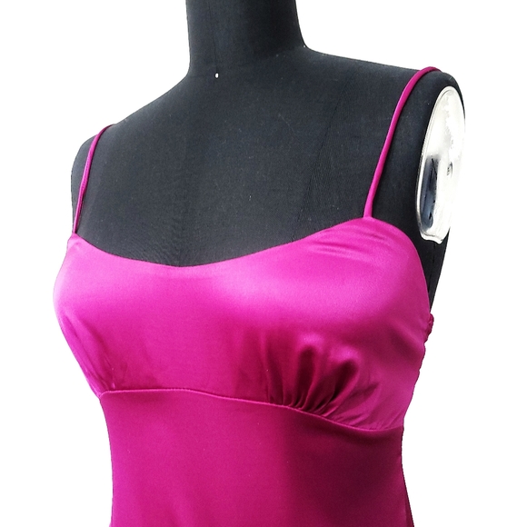 Fame & Partners Barbiecore 90s Y2K Satin Thigh Slit Maxi Dress - Picture 6 of 10